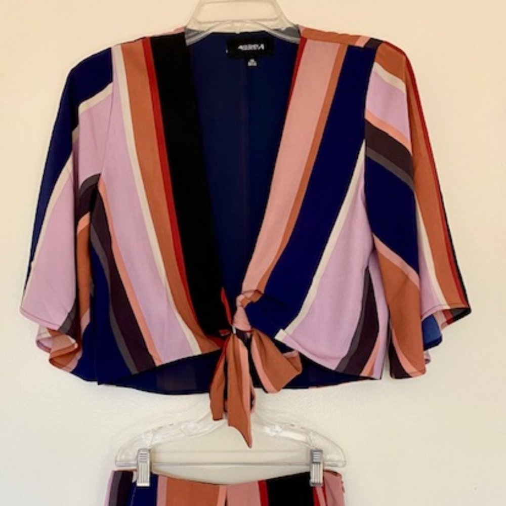 Vici Striped Tie Top and Pocketed Shorts